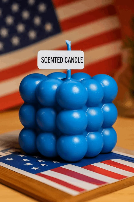 Navy Bubble Cube Candle – Scented, Handmade & Aesthetic - LCKYHOME