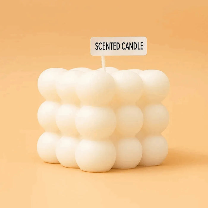 Handmade Bubble Cube Candle in vibrant colors – aesthetic, scented, and eco-friendly. Perfect for home décor, gifts, and relaxing ambiance.