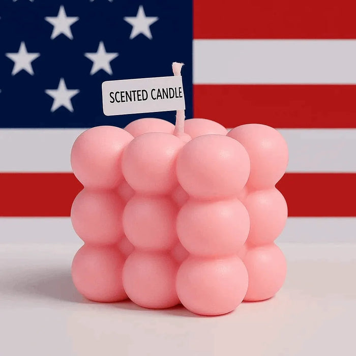 Handmade Bubble Cube Candle in vibrant colors – aesthetic, scented, and eco-friendly. Perfect for home décor, gifts, and relaxing ambiance.