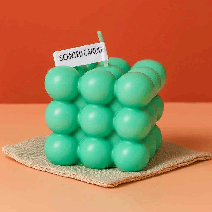 Handmade Bubble Cube Candle in vibrant colors – aesthetic, scented, and eco-friendly. Perfect for home décor, gifts, and relaxing ambiance.