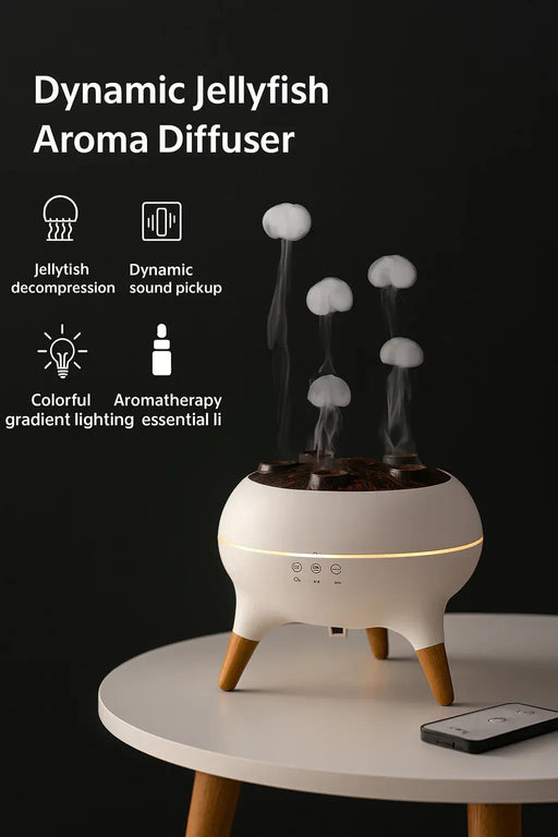Smart ultrasonic humidifier with cloud-shaped mist, designed for modern interiors. Stylish and quiet aroma diffuser ideal for bedrooms, living rooms, or offices.