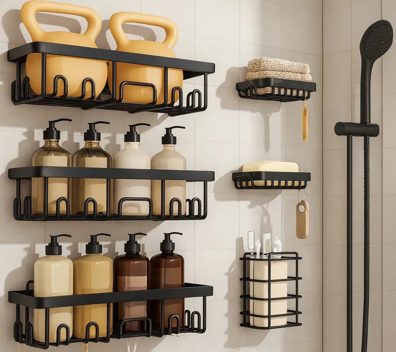 Complete Shower Set with Anti-Slip Mat & Wall Organizer – Stay safe, dry, and organized every day with this modern, space-saving bathroom essential.