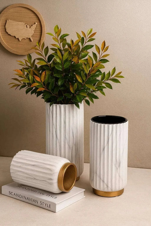 Luxury Marble Vase Set – Modern Ceramic Home Decor for Inspired Living: - LCKYHOME